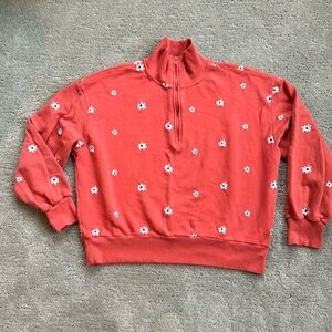 Lou & Grey Flower Print 1/4 Zip sweatshirt M